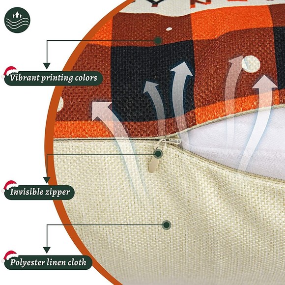 Christmas Pillow Covers 18x18 Set of 4, Ceephouge Rustic Christmas Plaid Pillow - Picture 5 of 6